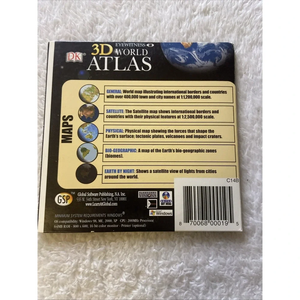 DK 3D World Atlas Eyewitness PC CD ROM VTG People Politics Climate Landscape